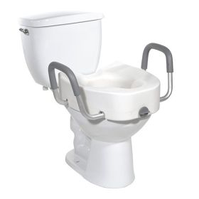 Raised Toilet Seat With Lock & Alum Det Arms Elongated