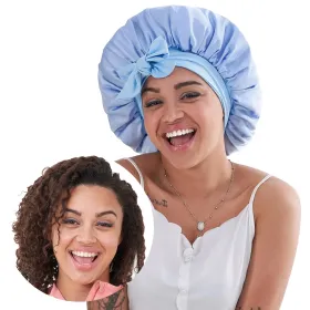 Silk Bonnet For Sleeping Women, Satin Hair Bonnet For Sleeping For Wavy Curly Natural Hair Women Men - Blue (Color: Blue)